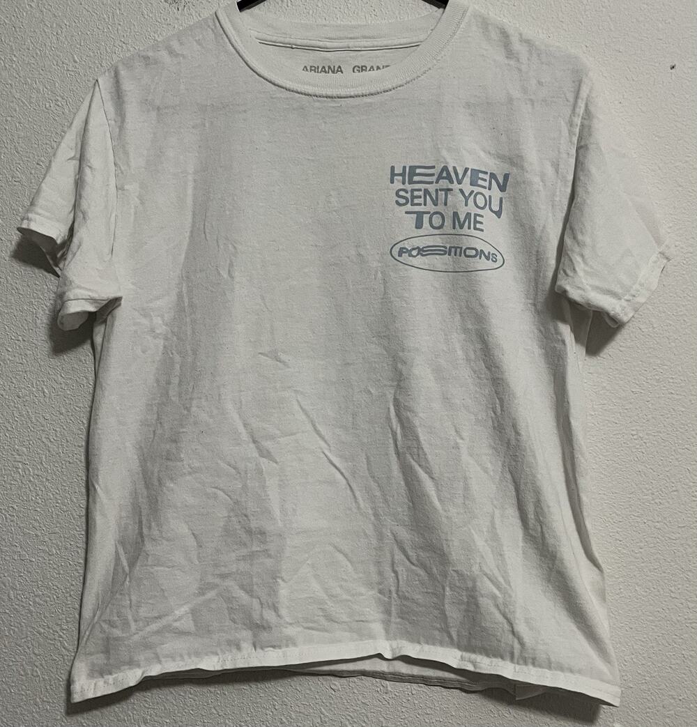 Ariana Grande Positions Heaven Sent You to Me White Graphic T-Shirt Size S